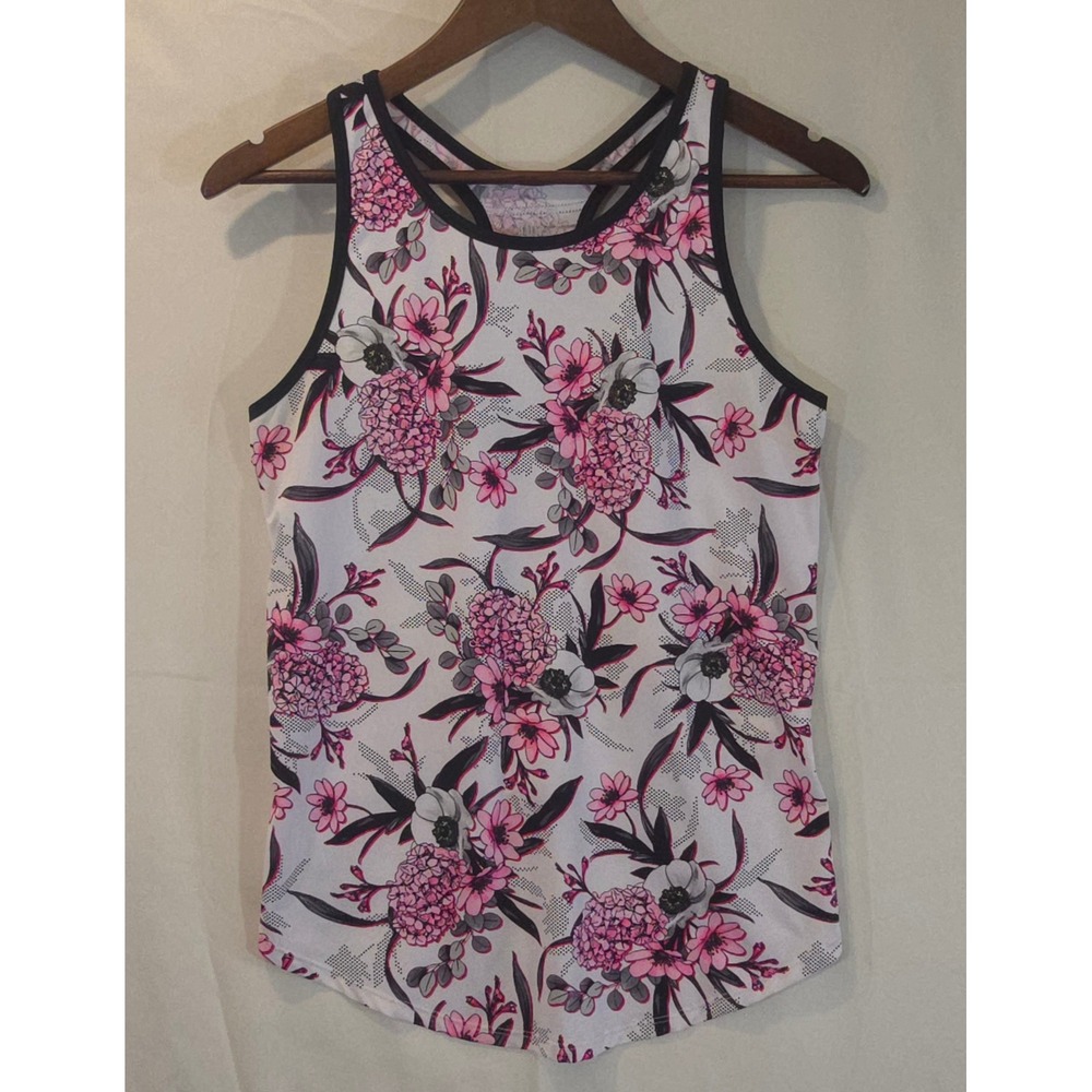Tail‎ Womens Pink Floral Racerback Tennis Golf Tank Top Medium Strappy Back